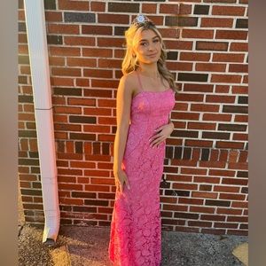 Hot pink long dress